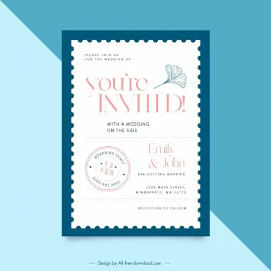 wedding invitation card template elegant leaf decor