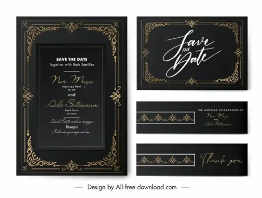 wedding invitation card templates dark luxury symmetry