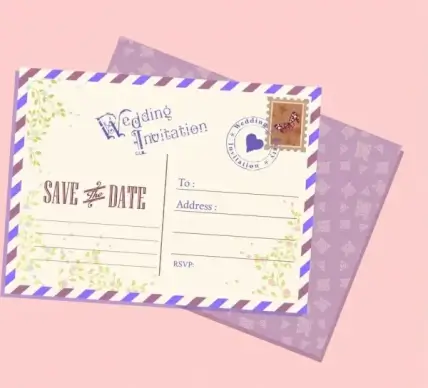 wedding postcard template classical decoration