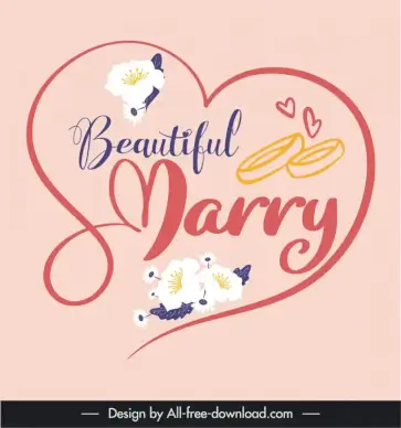 wedding quotes for any speech banner template flat classical heart texts flowers rings hearts decor 