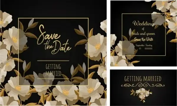 wedding templates elegant black design flowers decoration
