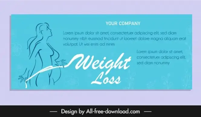 weight loss concept banner woman body sketch handdrawn design 