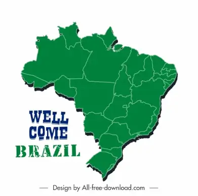 welcome brazil poster template flat map texts sketch 