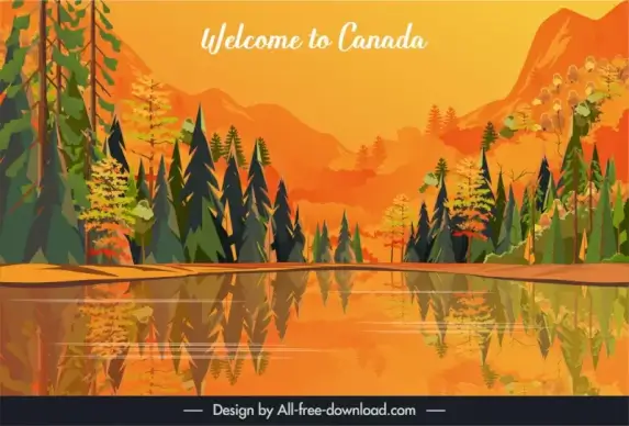 welcome to canada banner template elegant classical nature scene design 