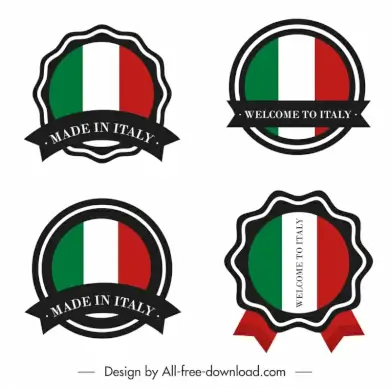 welcome to italy badge templates flag elements circle shape outline 