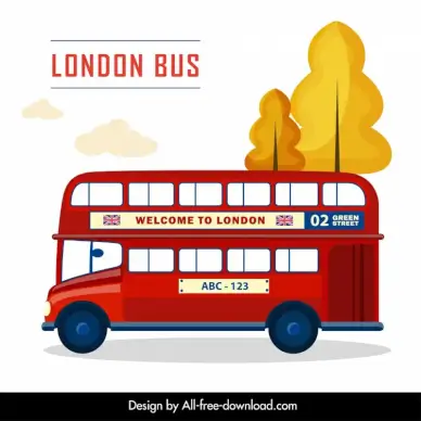 welcome to london advertising banner double decker bus flat sketch
