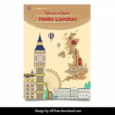 welcome to london advertising poster template city symbols elements design 
