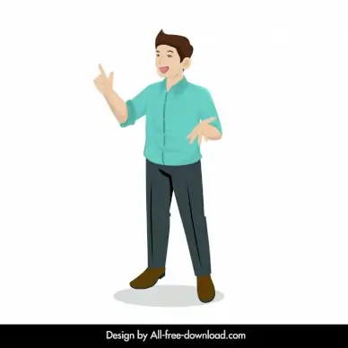 well eloquence man icon dynamic cartoon character sketch 