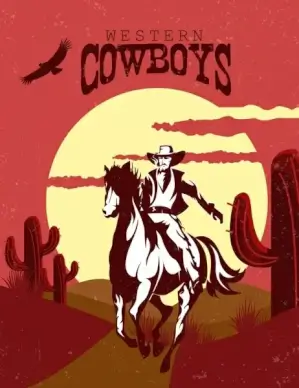 western cowboy banner red design classical retro decoration