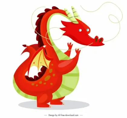 western dragon icon cartoon character colorful design