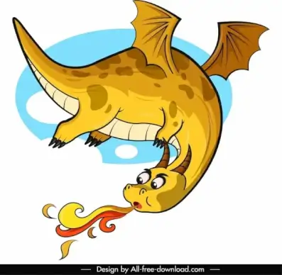 western dragon icon firing flying sketch cartoon design