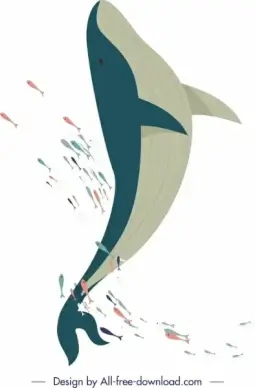 whale background colored cartoon sketch