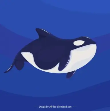 whale painting swimming creature sketch blue white decor