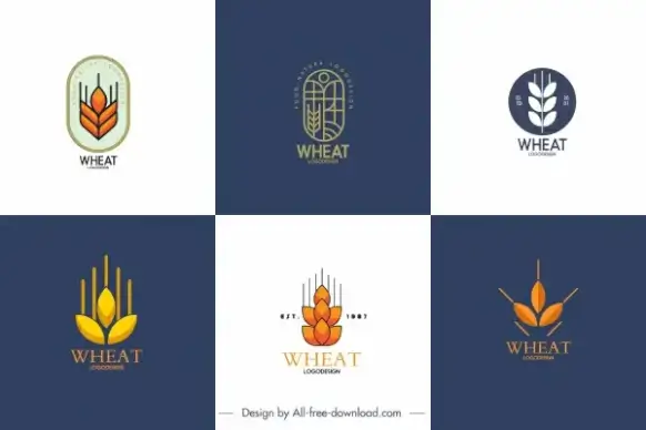 wheat logo templates flat classical design