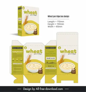 wheat porridge box packaging template elegant decor 