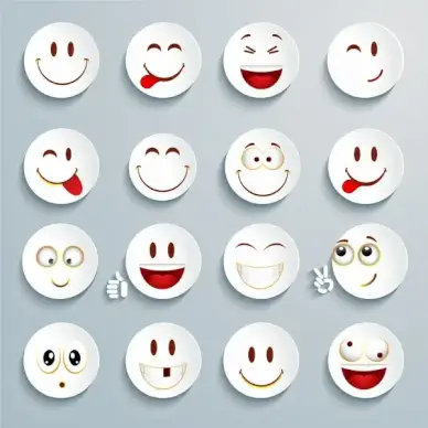 white cricle emoticon set