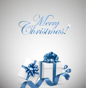 white gift box with blue bow for christmas vector illustration