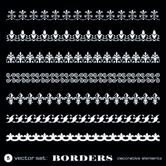 white lace borders vector set