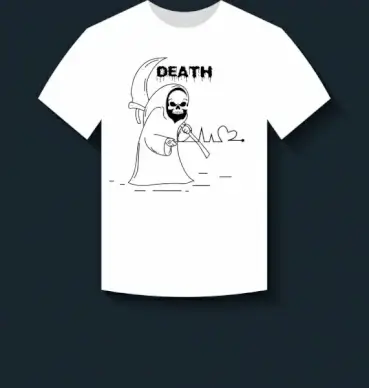 white tshirt design death icon ornament handdrawn style