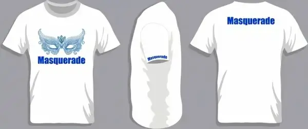 white tshirt template masquerade icon decor various sides