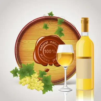white wine glass bottle barrel