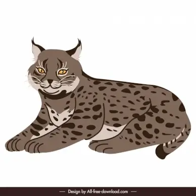 wild cat animal icon flat handdrawn classical sketch