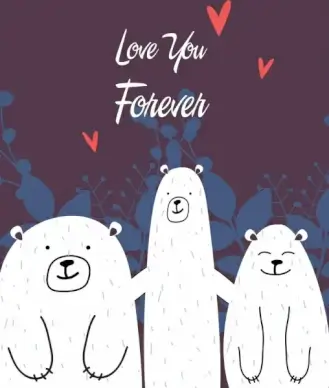 wild life background cute white bears icons