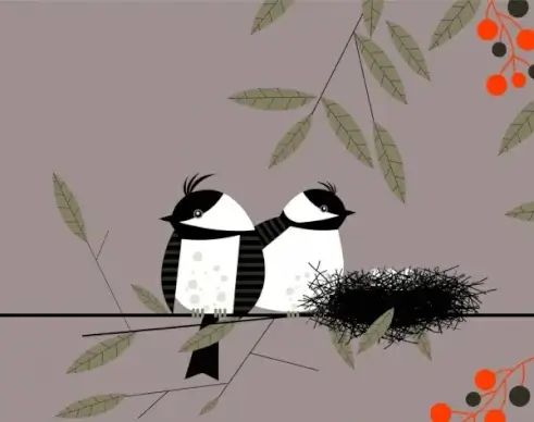 wild nature background bird nest icon colored cartoon