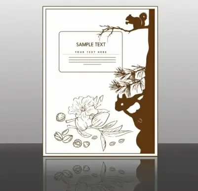 wild nature background brown squirrels silhouette nuts icons