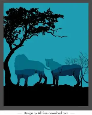 wild nature background dark design blurred silhouette sketch