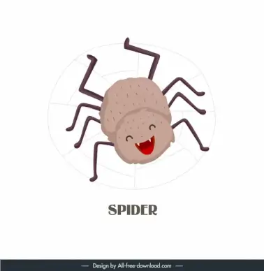 wild nature design elements cute cartoon spider