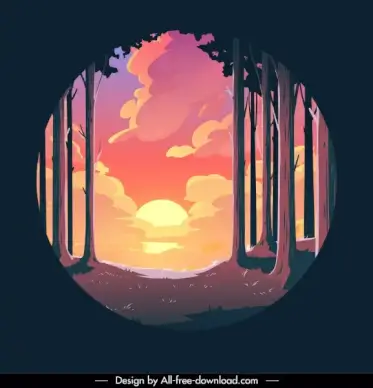 wild nature landscape background circle isolation classic design