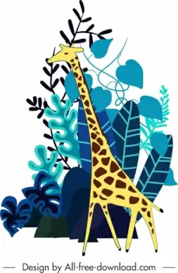 wild nature painting giraffe sketch flat classic handdrawn