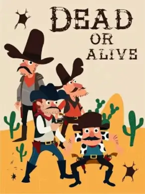 wild west banner cowboy icons colored cartoon