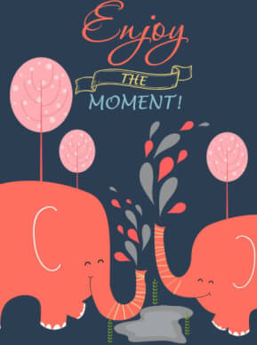 wildlife background elephant icons colored handdrawn sketch