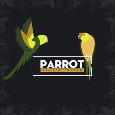 wildlife background parrots icon plant vignette border
