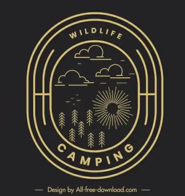 wildlife camping logotype dark flat nature elements sketch