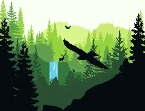 wildlife drawing bird reindeer icons silhouette design