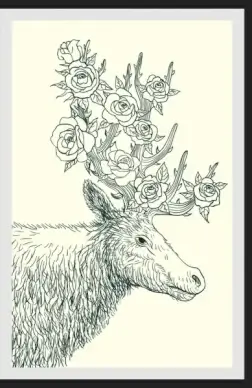 wildlife drawing reindeer rose icons handdrawn outline