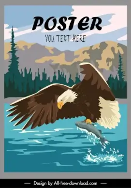 wildlife poster dynamic hunting eagle sketch
