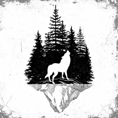 wildlife tattoo template wolf forest icons silhouette design