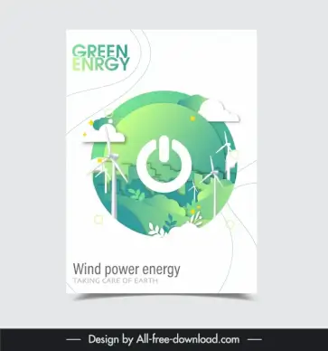 wind power energy poster template elegant bright flat