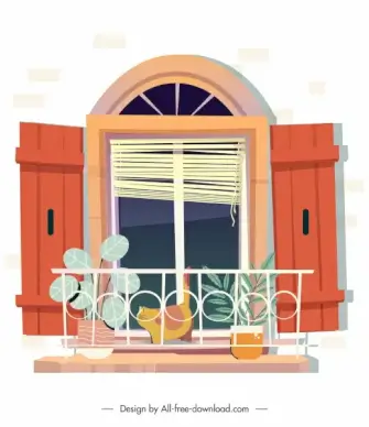 window balcony template colorful vintage decor