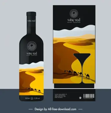 wine bottle packaging template contrast desert scene decor