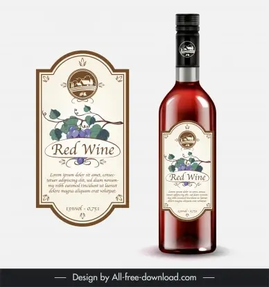 wine bottle packaging template elegant grape decor