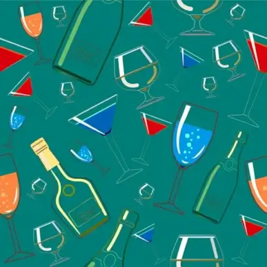 wine bottles glass background repeating pattern