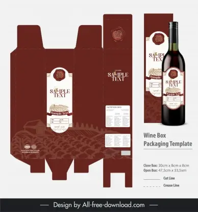 wine box packaging template classic field scene decor