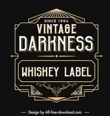 wine label decor element dark black retro