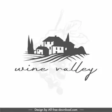 wine label decor element flat black white retro