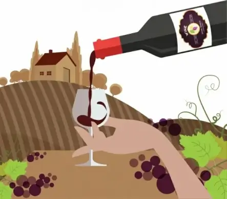 wine promotion background bottle pouring glass decoration